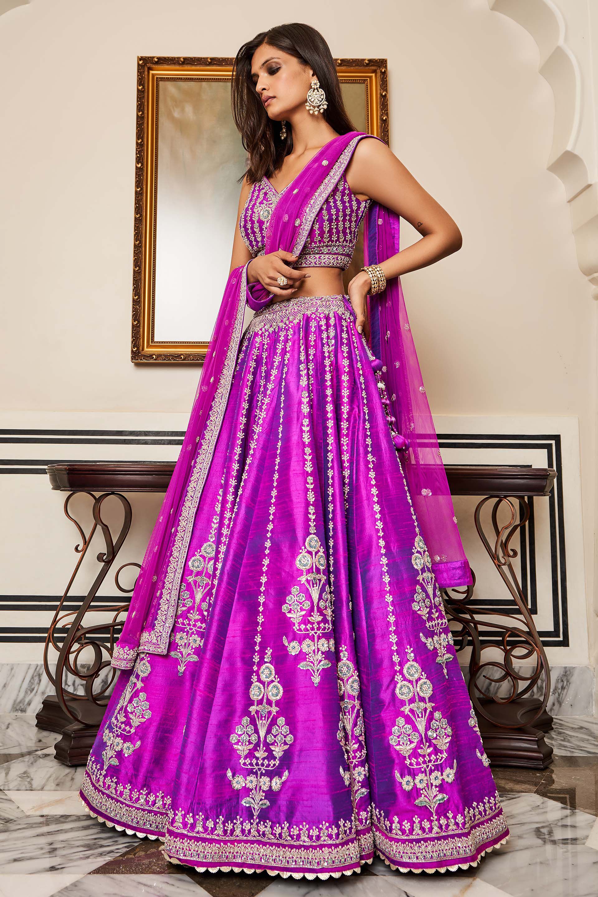 Aadab Lehenga Set - Vivid Violet, Violet, image 2